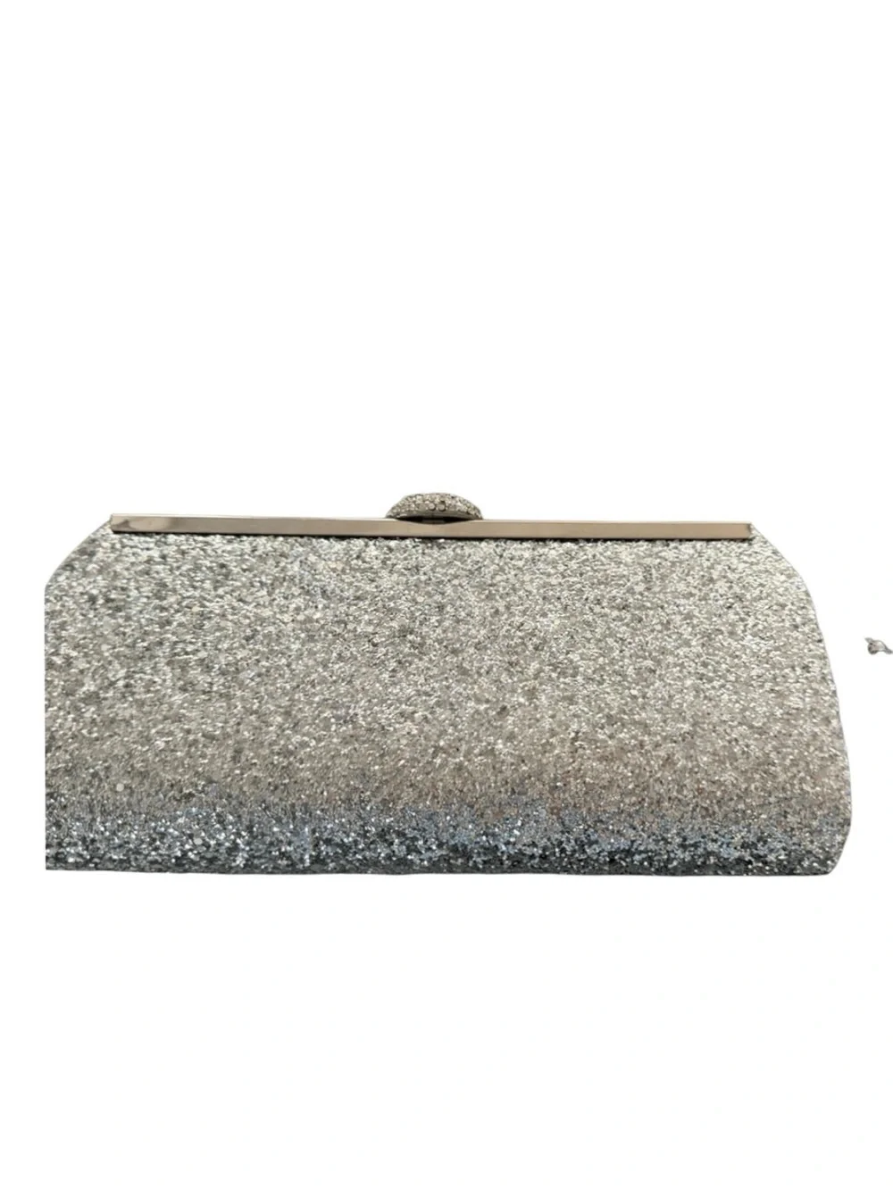 Glitter Frame Clutch in Silver